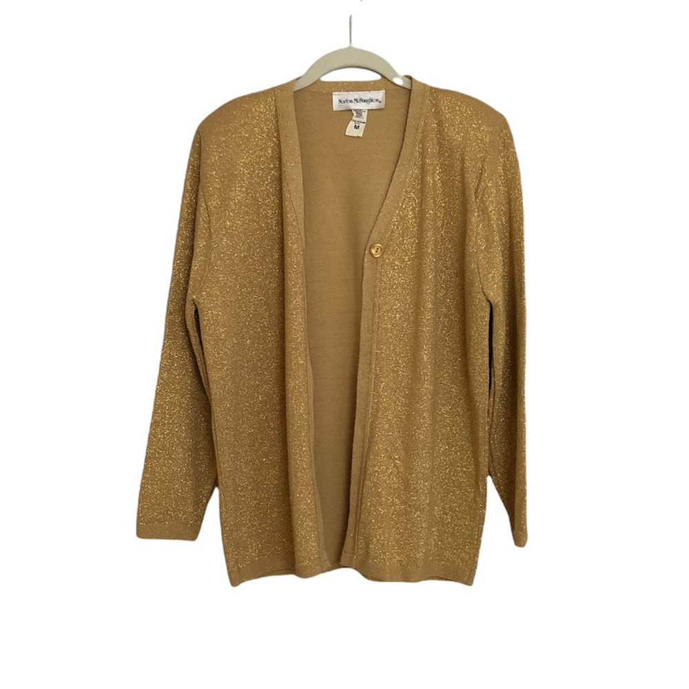 Norton McNaughton Gold Metallic Cardigan NWOT